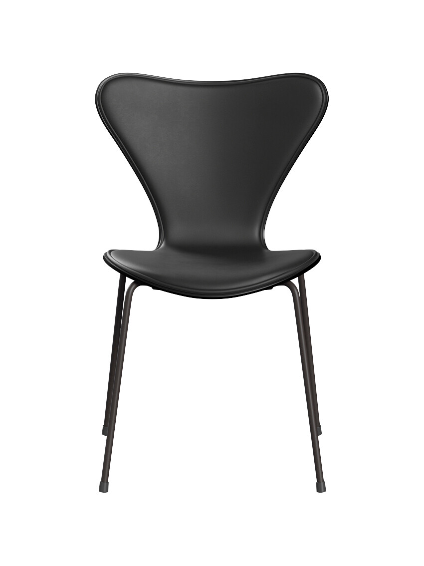 Billede af 3107 stol, forsidepolstret Essential læder sort/warm graphite stel af Arne Jacobsen