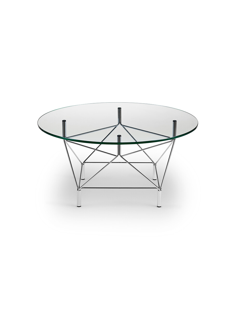 Spider Sofabord Ø 105 cm, krom stel fra Eilersen (Klar Glasplade)