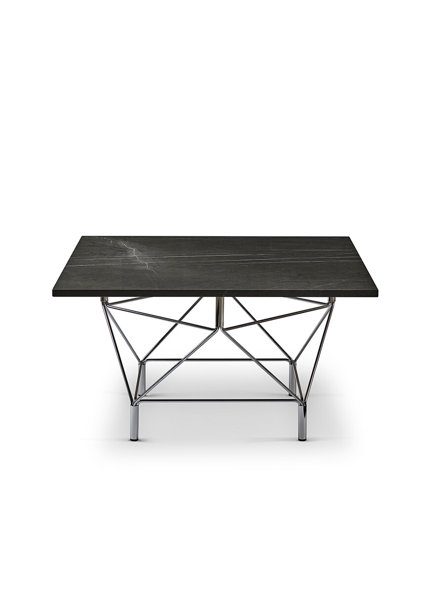 Spider Sofabord 80 x 80 cm, krom stel fra Eilersen (Kudu Grey Marmor)