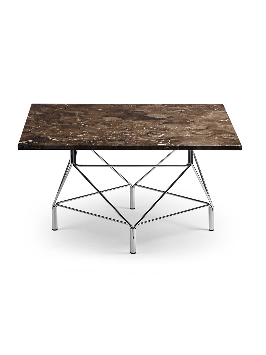 Spider Sofabord 80 x 80 cm, krom stel fra Eilersen (Brun Marmor)