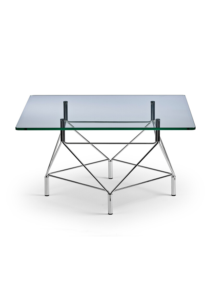 Spider Sofabord 80 x 80 cm, krom stel fra Eilersen (Klar Glasplade)