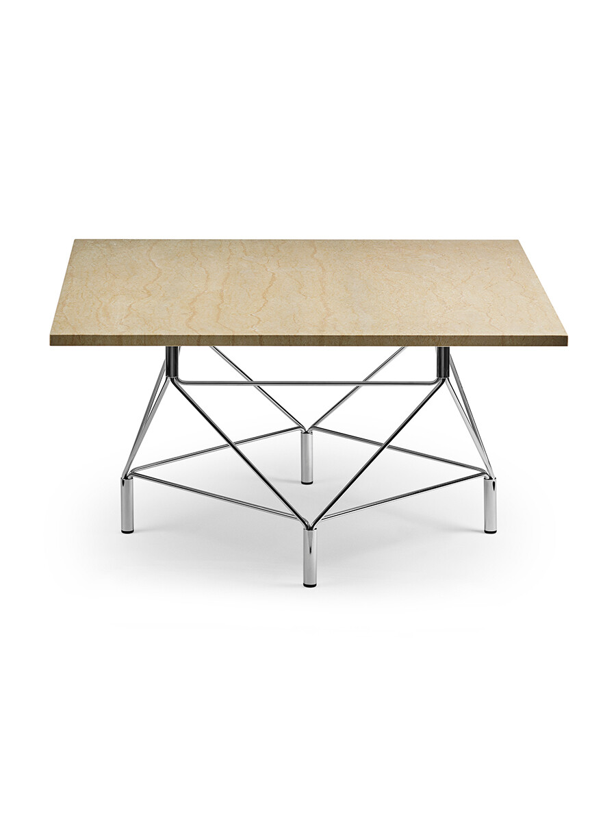 Spider Sofabord 80 x 80 cm, krom stel fra Eilersen (Travertin)