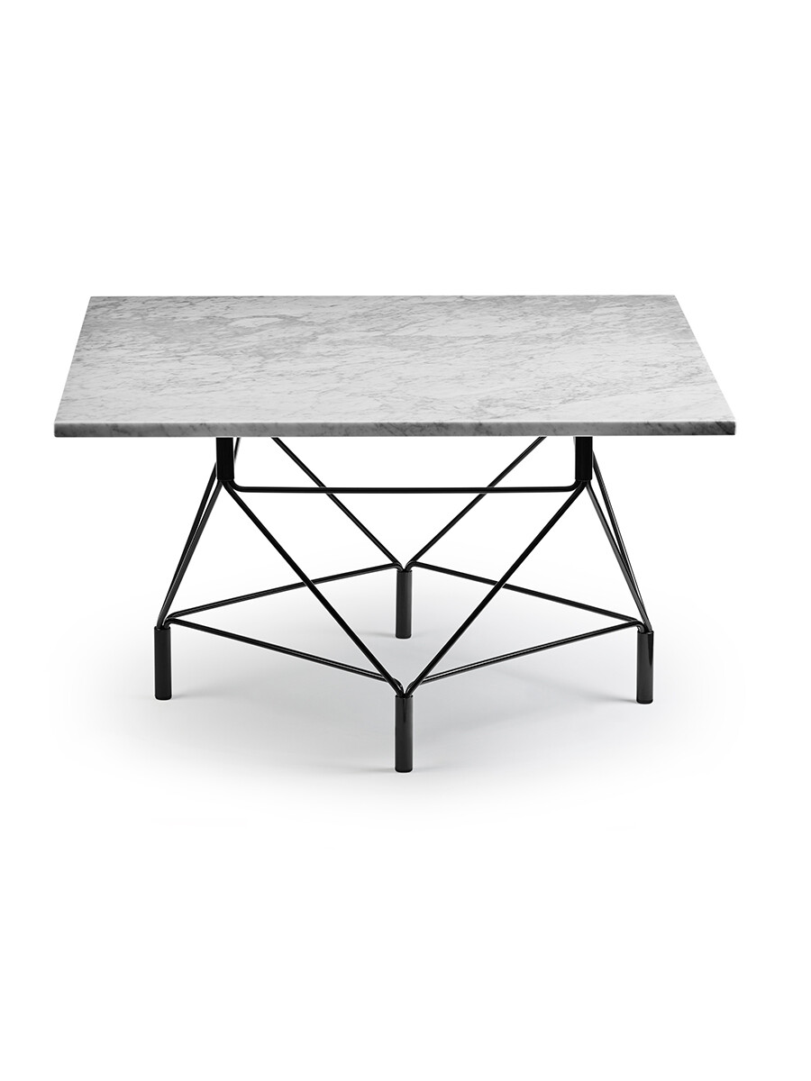 Spider Sofabord 80 x 80 cm, sort stel fra Eilersen (Hvid Marmor)