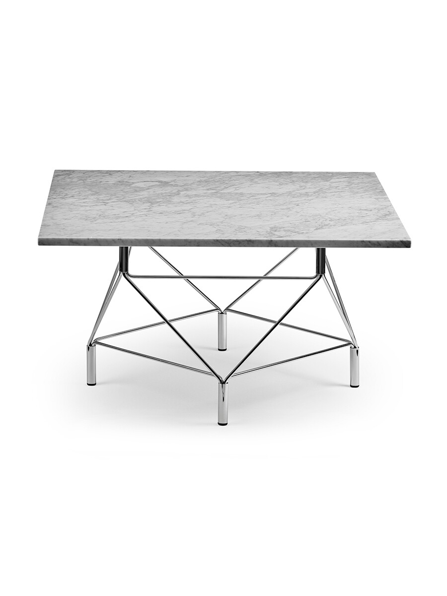 Spider Sofabord 80 x 80 cm, krom stel fra Eilersen (Hvid Marmor)