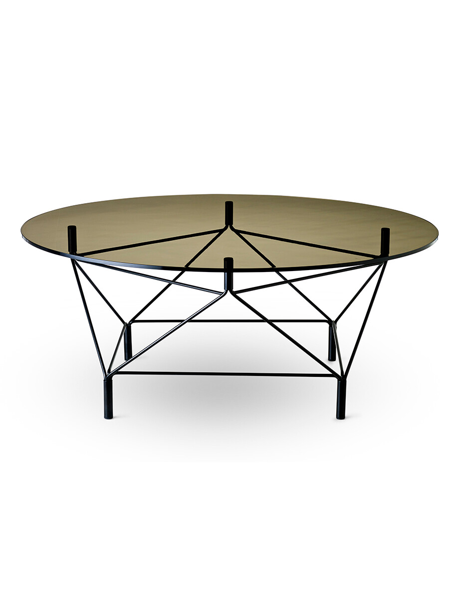 Spider Sofabord Ø 105 cm, sort stel fra Eilersen (Klar Glasplade)