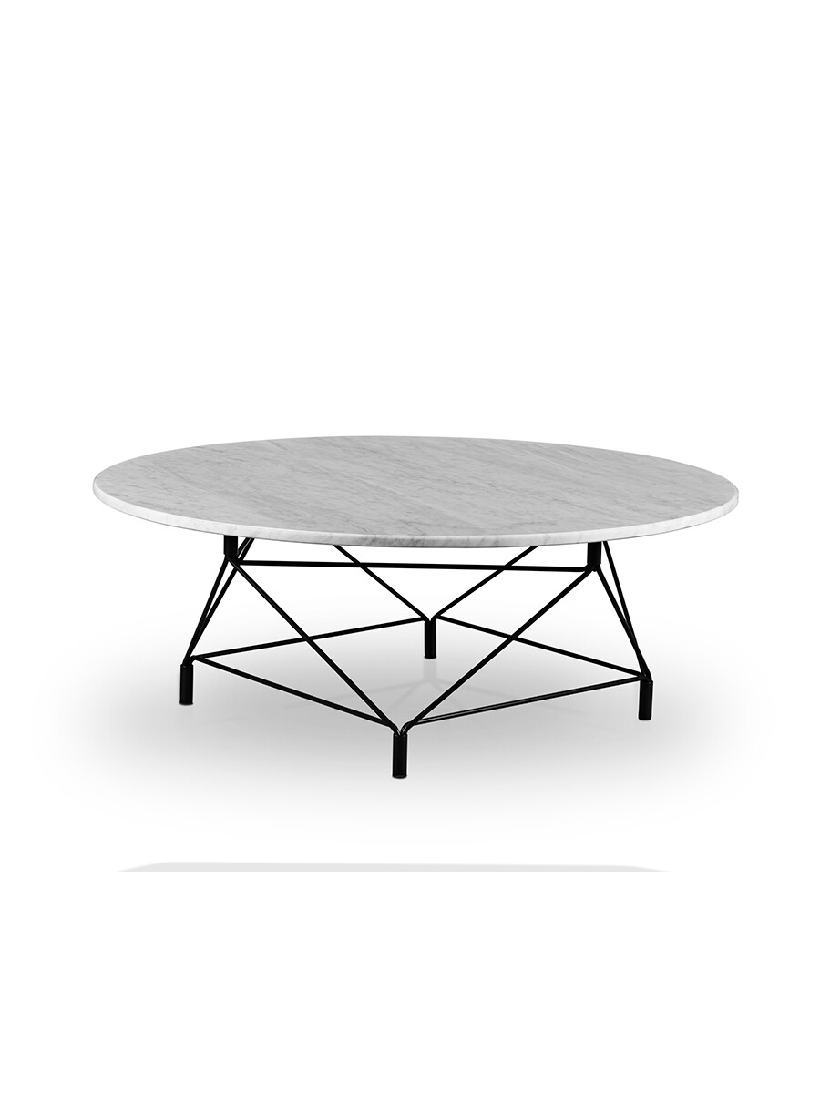Spider Sofabord Ø 105 cm, sort stel fra Eilersen (Hvid Marmor)