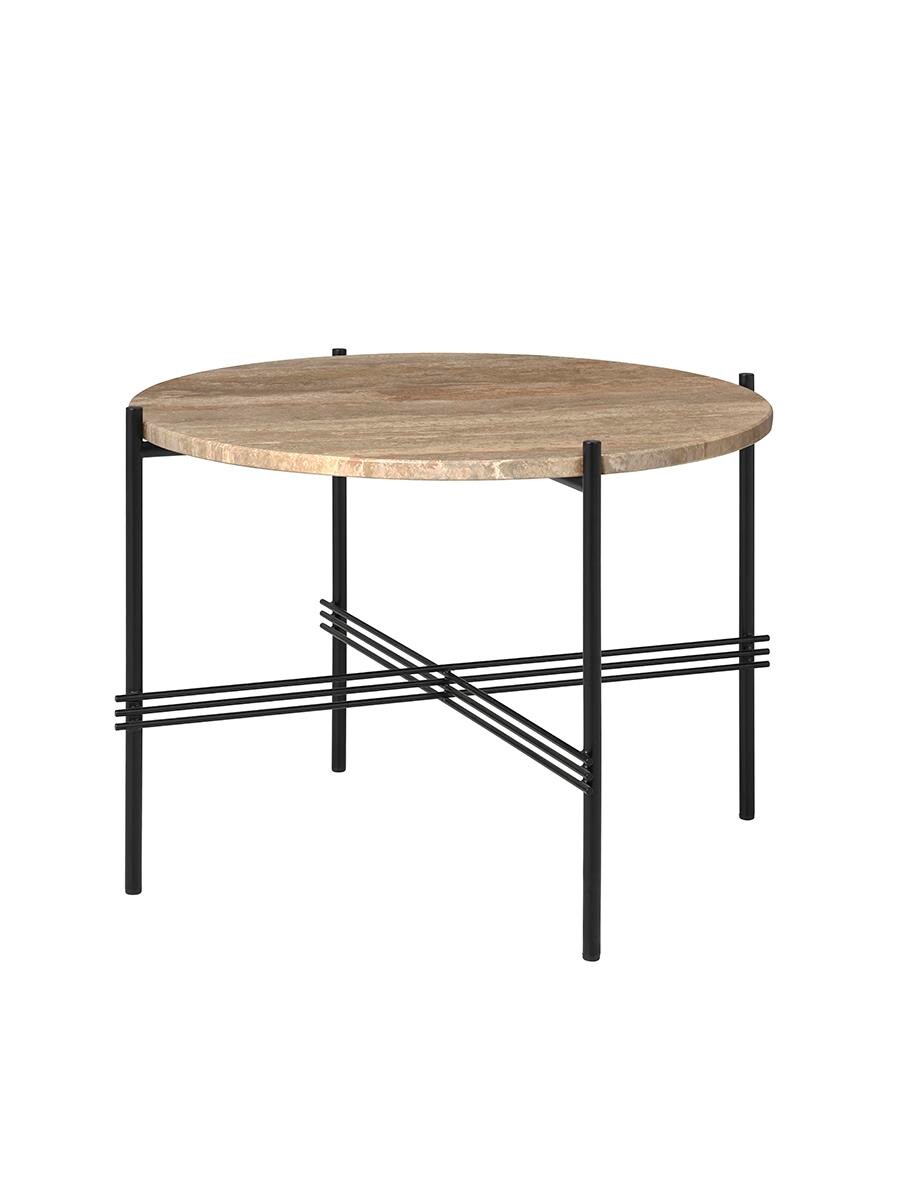 Gamfratesi TS Bord Ø55 fra GUBI (Warm Taupe Travertine / sort)