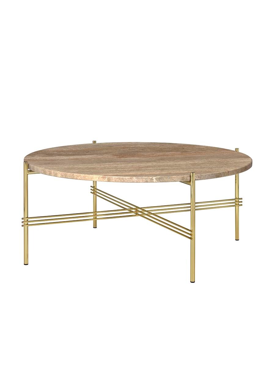 Gamfratesi TS Bord Ø80 fra GUBI (Warm Taupe Travertine / messing)