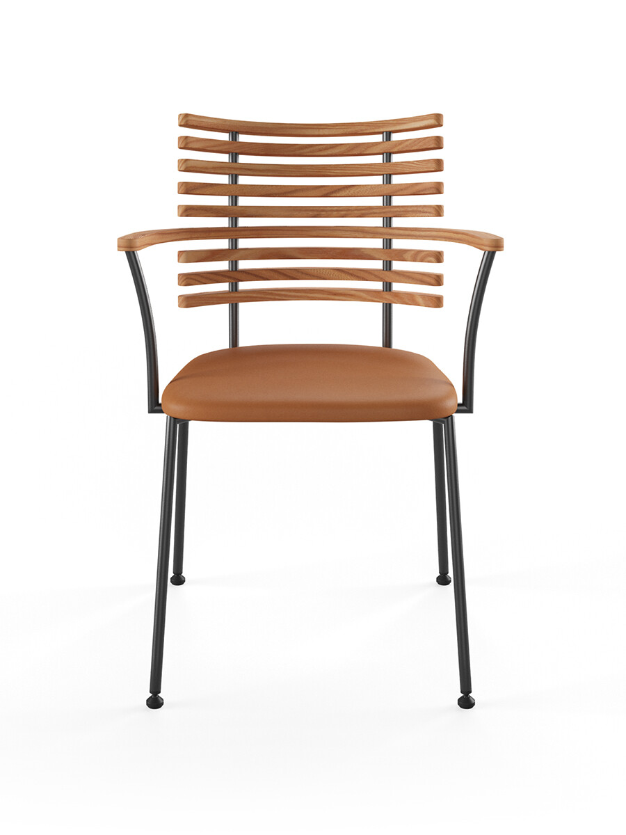 Billede af Tiger Armstol, cognac læder fra Naver Collection (Elm olie, Sort pulverlakeret stål)