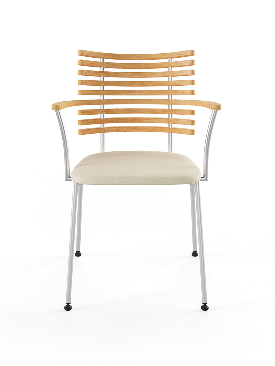Billede af Tiger Armstol, creme læder fra Naver Collection (Eg olie, Rustfrit stål)