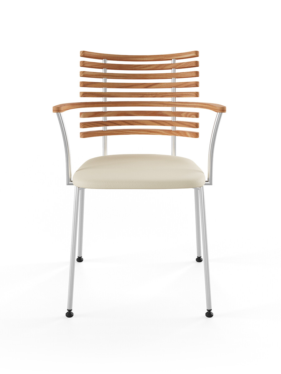 Billede af Tiger Armstol, creme læder fra Naver Collection (Elm olie, Rustfrit stål)