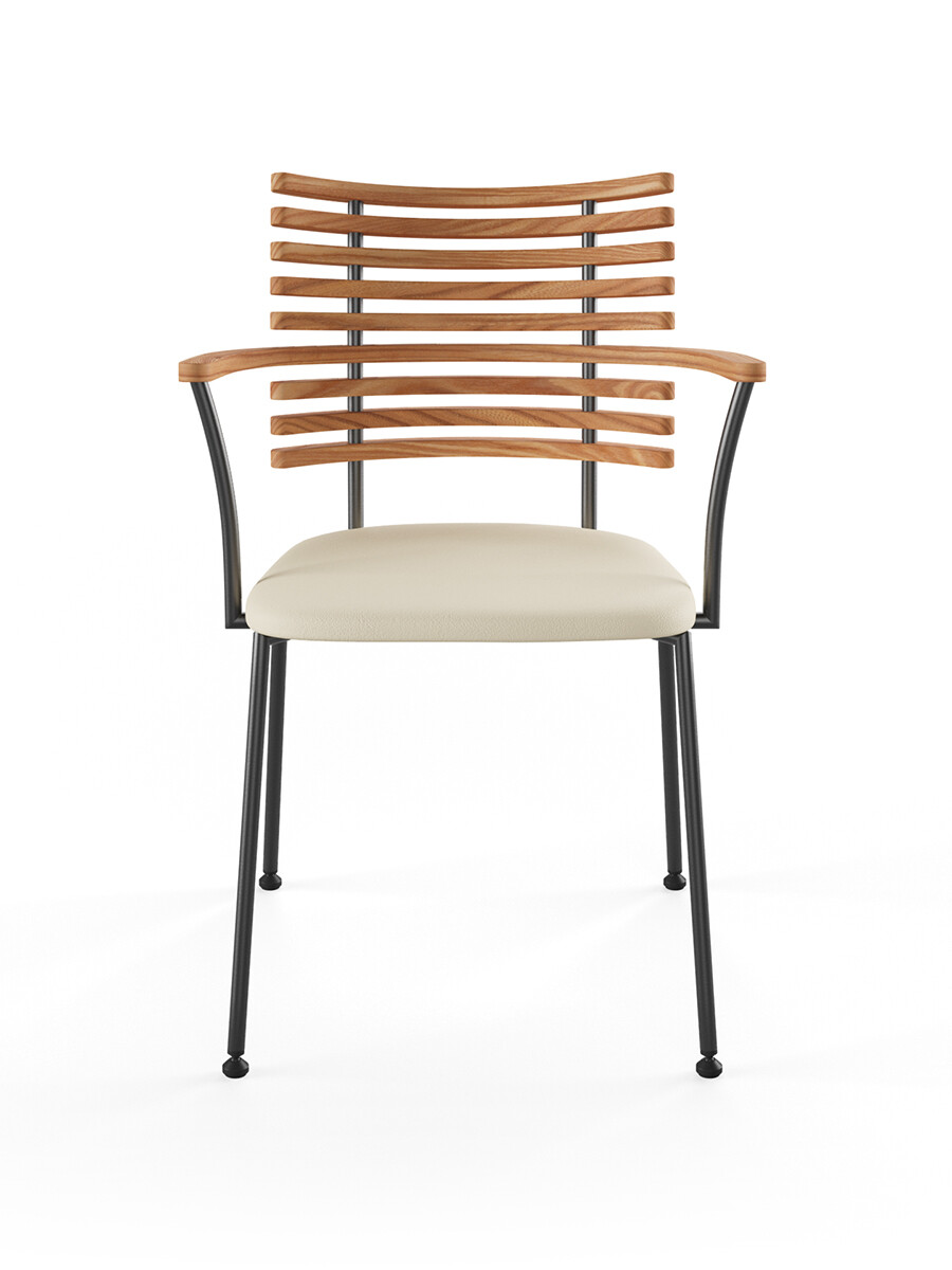 Billede af Tiger Armstol, creme læder fra Naver Collection (Elm olie, Sort pulverlakeret stål)