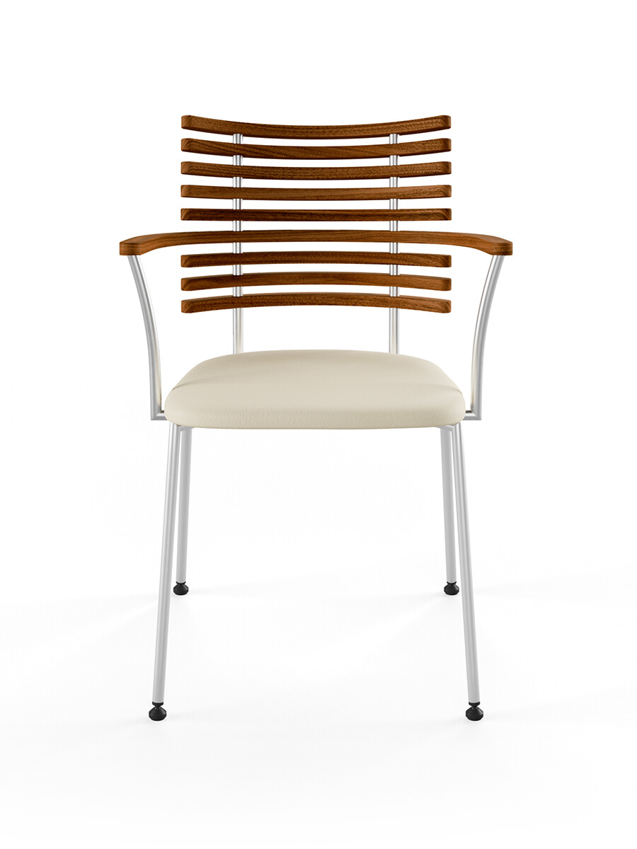 Billede af Tiger Armstol, creme læder fra Naver Collection (Valnød, Rustfrit stål)