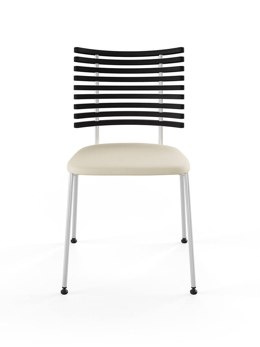 Billede af Tiger Stol, creme læder fra Naver Collection (Ask sortbejdset, Rustfrit stål)