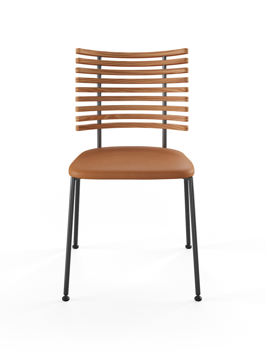 Billede af Tiger Stol, cognac læder fra Naver Collection (Elm olie, Sort pulverlakeret stål)