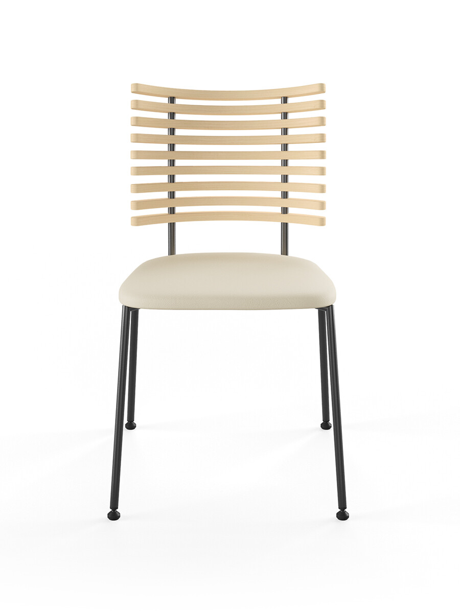 Billede af Tiger Stol, creme læder fra Naver Collection (Ask hvidolie, Sort pulverlakeret stål)