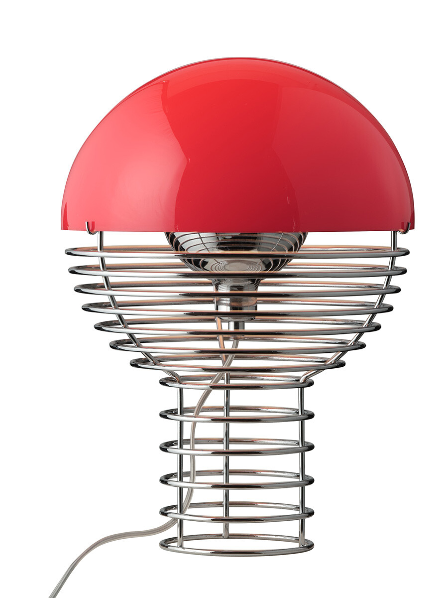 Wire Bordlampe Ø30, rød af Verner Panton