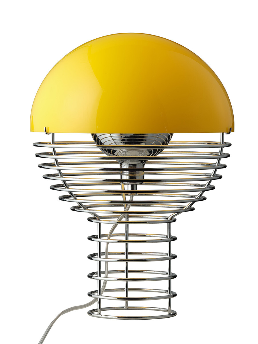 Wire Bordlampe Ø30, gul af Verner Panton