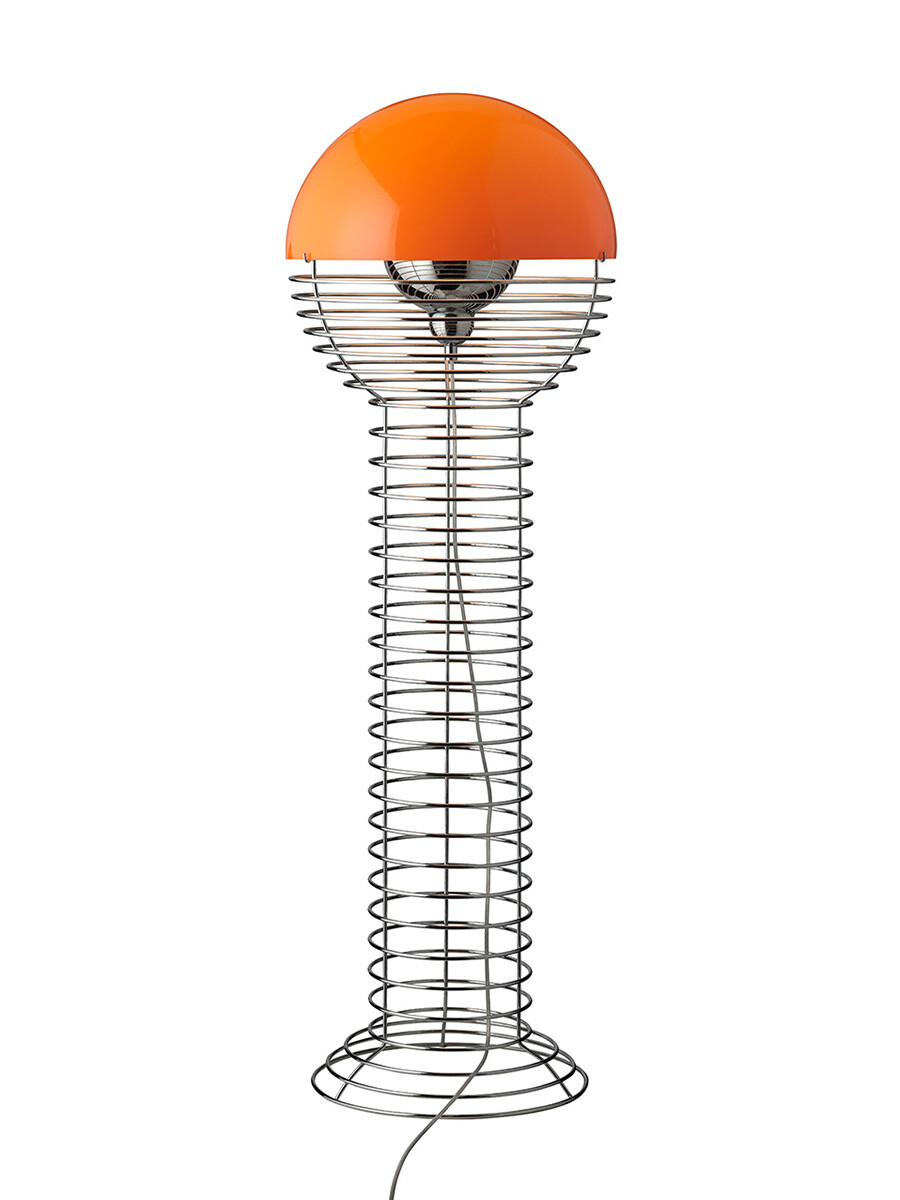 Wire Gulvlampe, orange af Verner Panton
