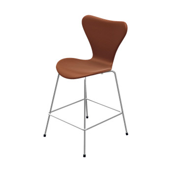 3187 Lav barstol af Arne Jacobsen (Valnød, Fuldpolstret, Grace læder)