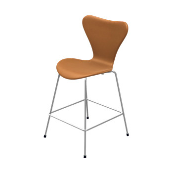 Billede af 3187 Lav barstol af Arne Jacobsen (Fuldpolstret, Soft læder, Valnød)