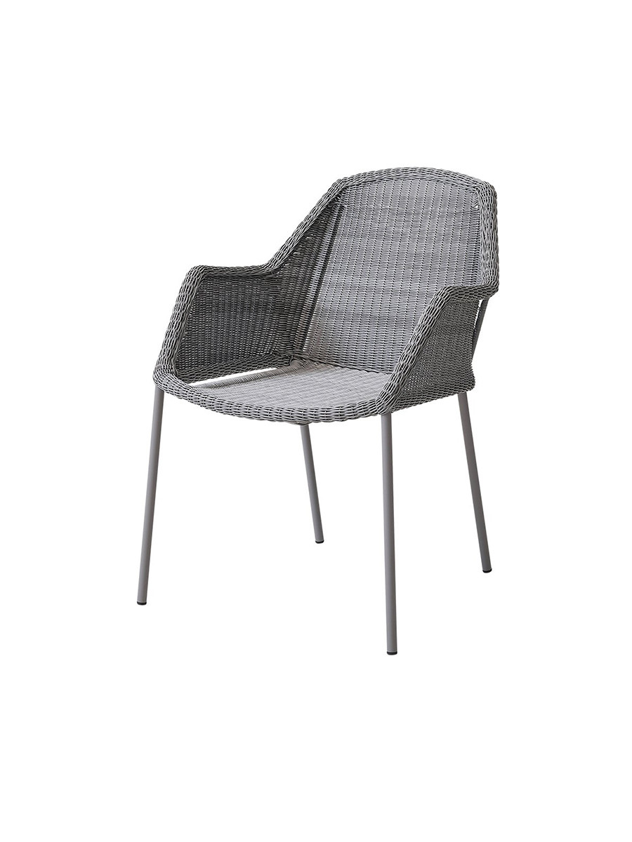 Breeze havestol med armlæn, stabelbar fra Cane-line (Light grey, Ingen hynde)