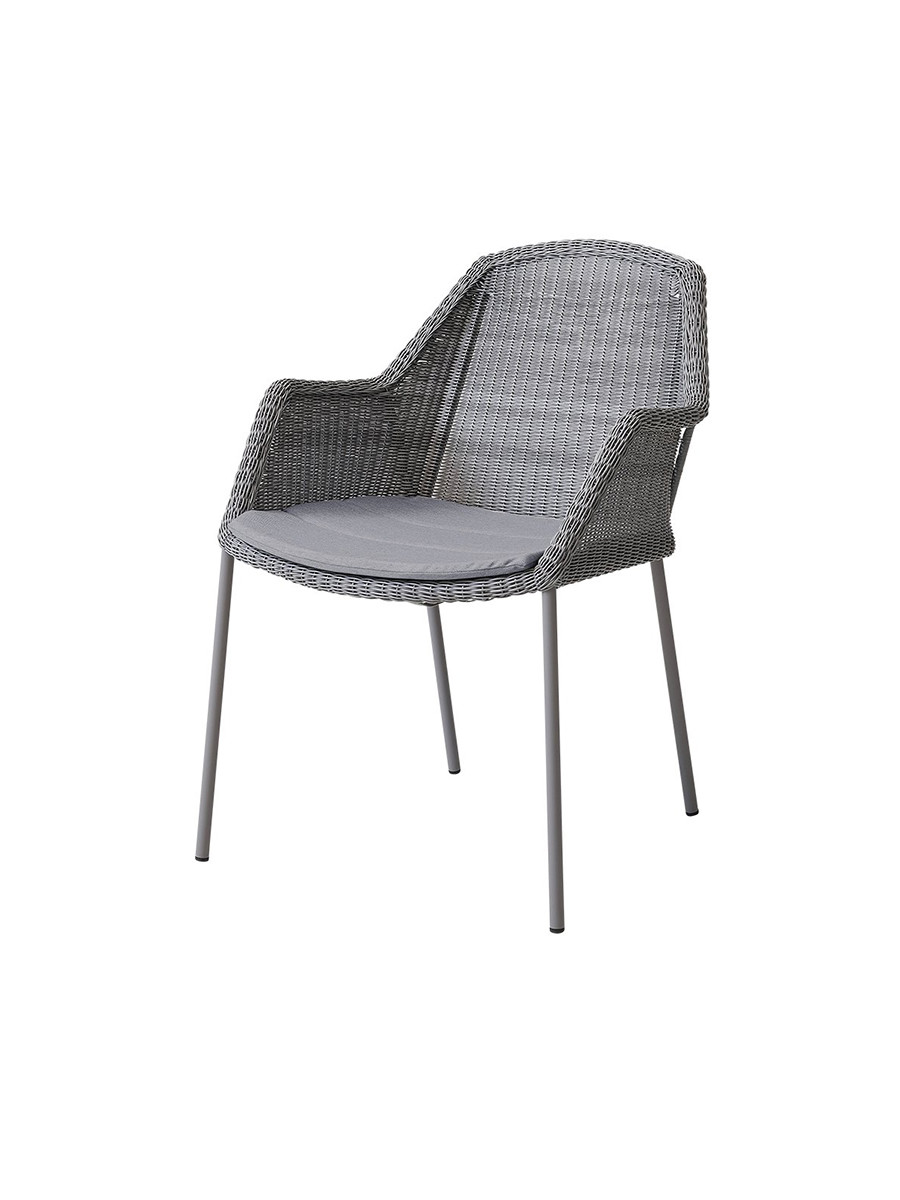 Breeze havestol med armlæn, stabelbar fra Cane-line (Light grey, Grey, Cane-line Natté)