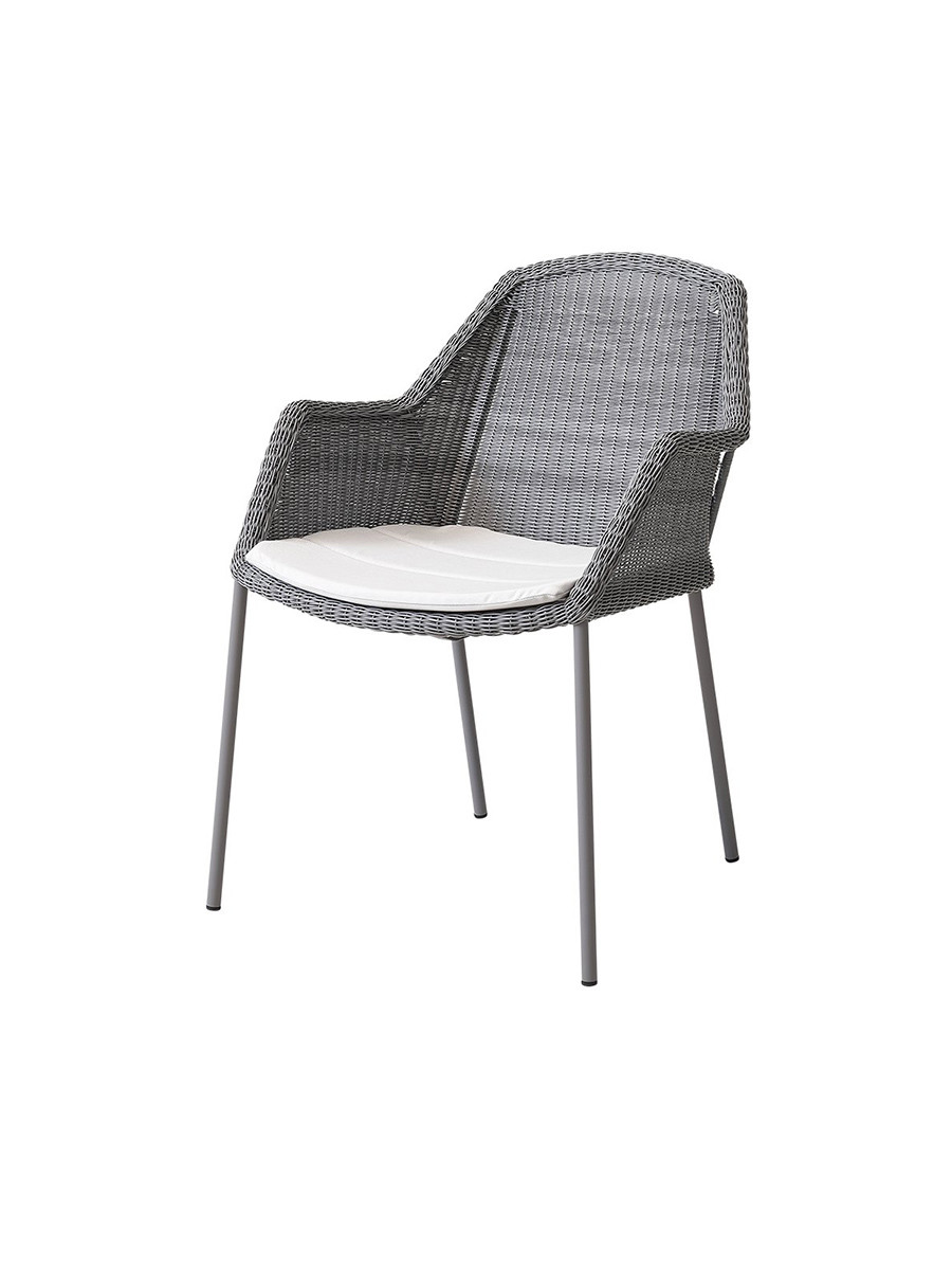 Breeze havestol med armlæn, stabelbar fra Cane-line (Light grey, White, Cane-line Natté)