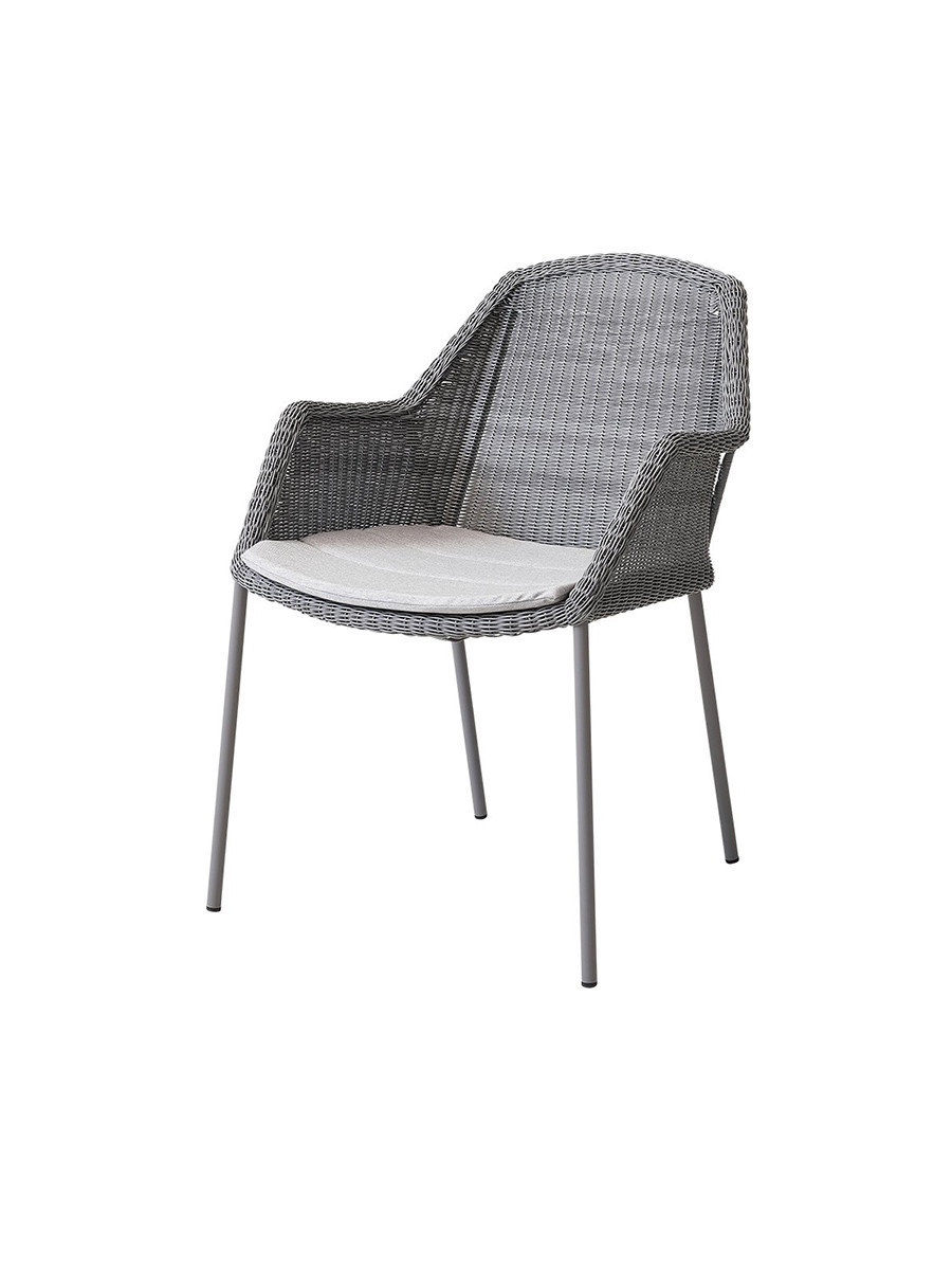 Breeze havestol med armlæn, stabelbar fra Cane-line (Light grey, Light grey, Cane-line Natté)