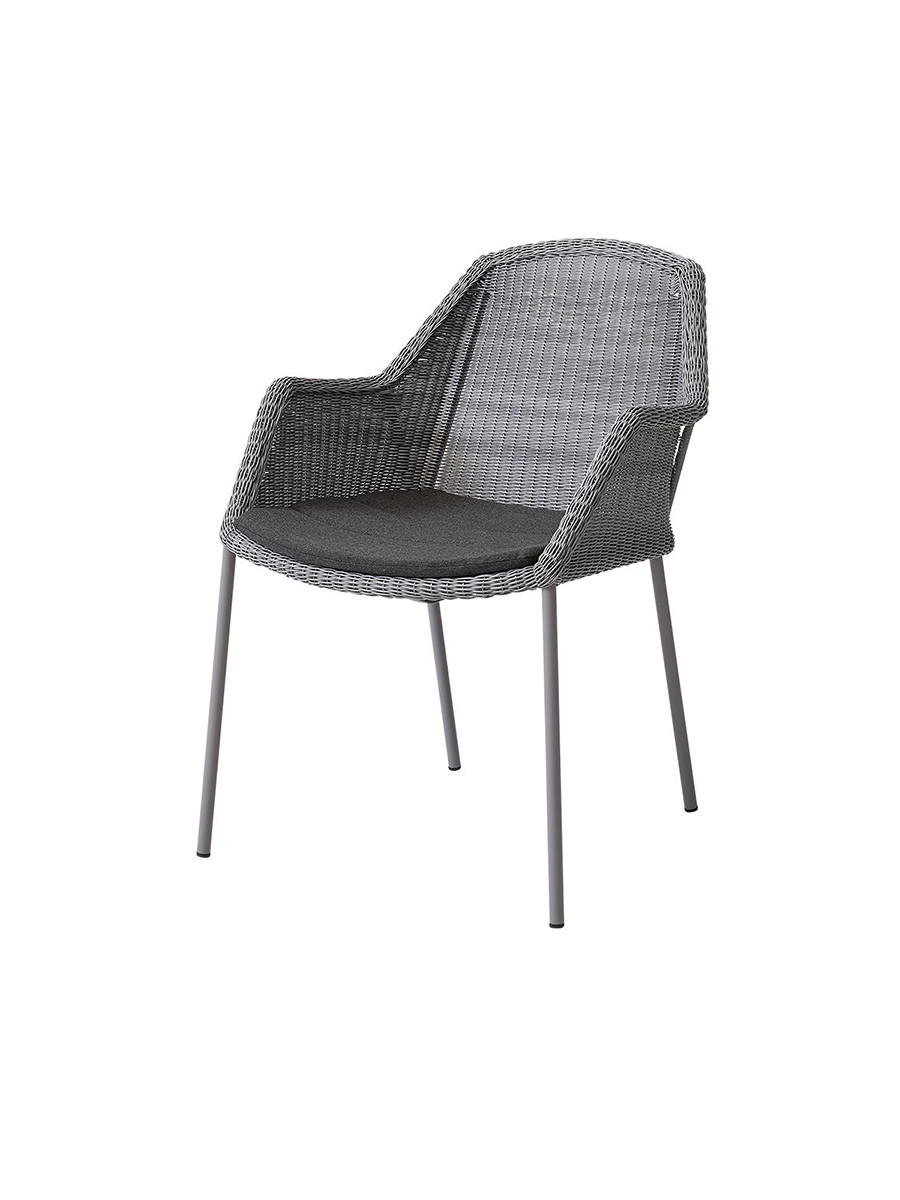 Breeze havestol med armlæn, stabelbar fra Cane-line (Light grey, Black, Cane-line Natté)