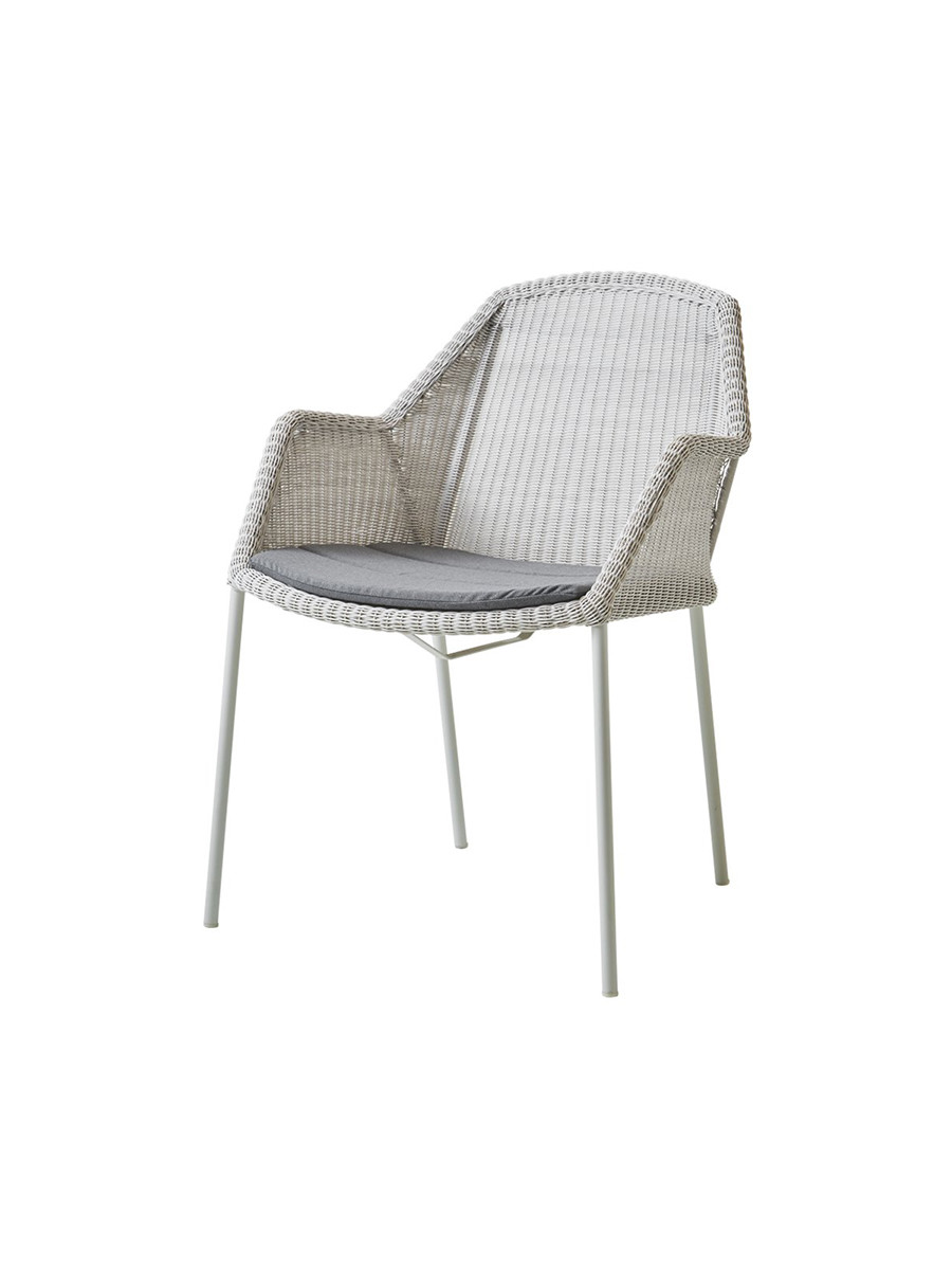 Breeze havestol med armlæn, stabelbar fra Cane-line (White grey, Grey, Cane-line Natté)