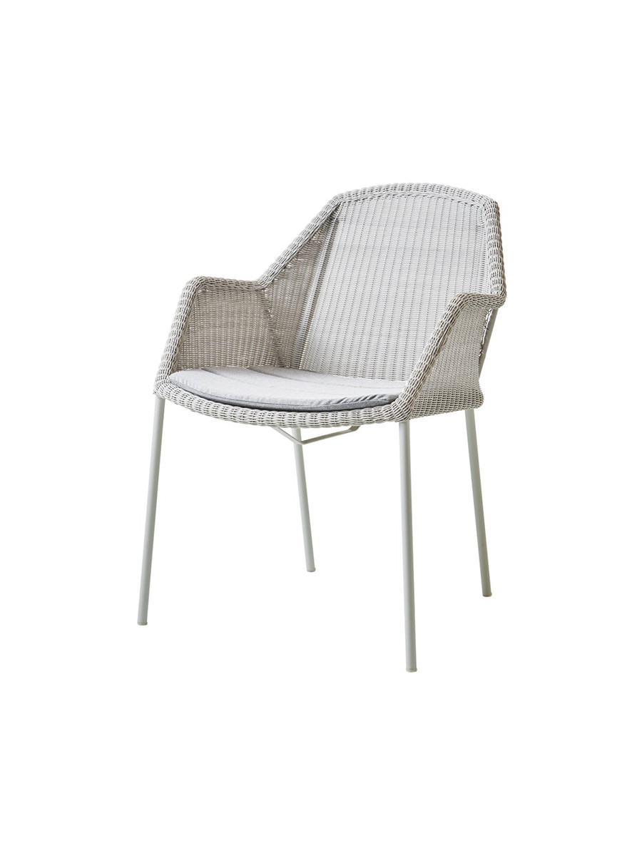 Breeze havestol med armlæn, stabelbar fra Cane-line (White grey, Light grey, Cane-line Natté)
