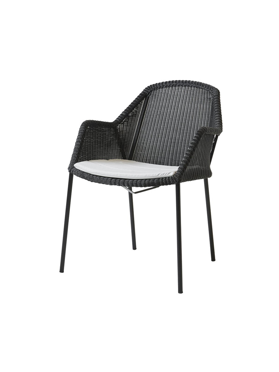 Breeze havestol med armlæn, stabelbar fra Cane-line (Black, White, Cane-line Natté)