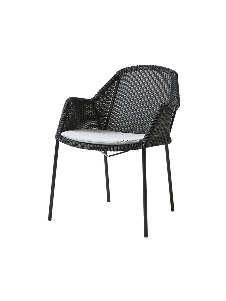 Breeze havestol med armlæn, stabelbar fra Cane-line (Black, Light grey, Cane-line Natté)