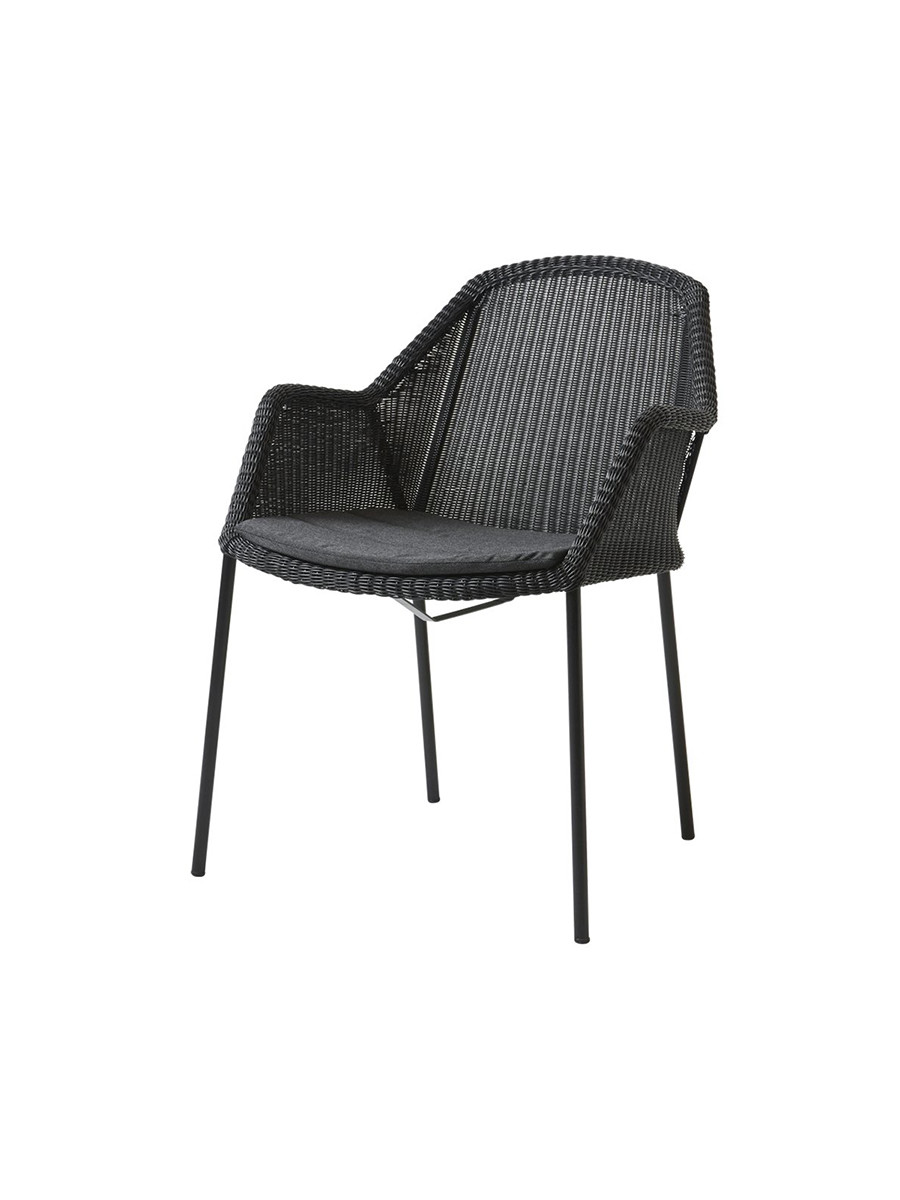 Breeze havestol med armlæn, stabelbar fra Cane-line (Black, Black, Cane-line Natté)