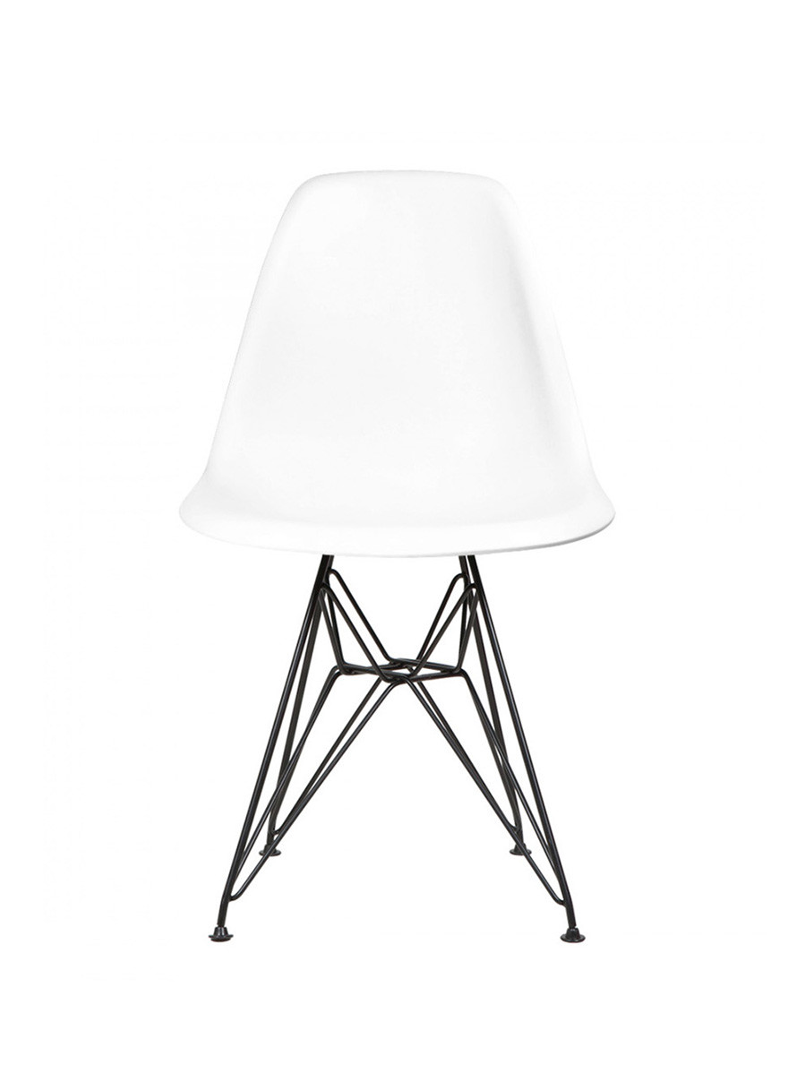 Billede af Eames Plastic Side Chair DSR, sort pulverlakeret fra Vitra (Granite grey)