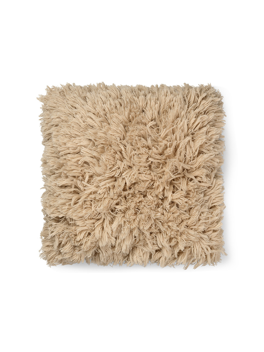 Ferm Living, Håndvævet Pyntepude Meadow High Pile Light Sand