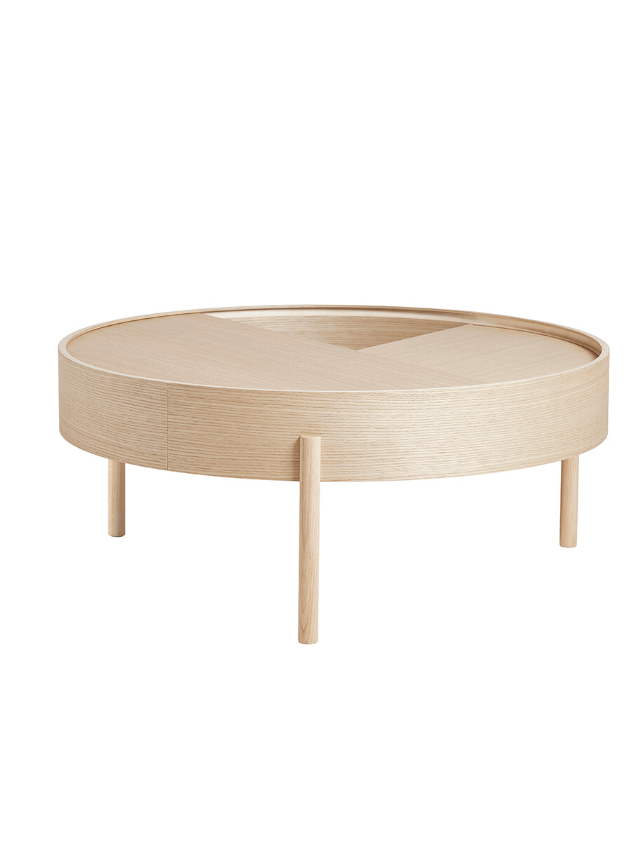 Arc Coffee Table, Ø 89 cm  fra Woud (White pigmented ash)