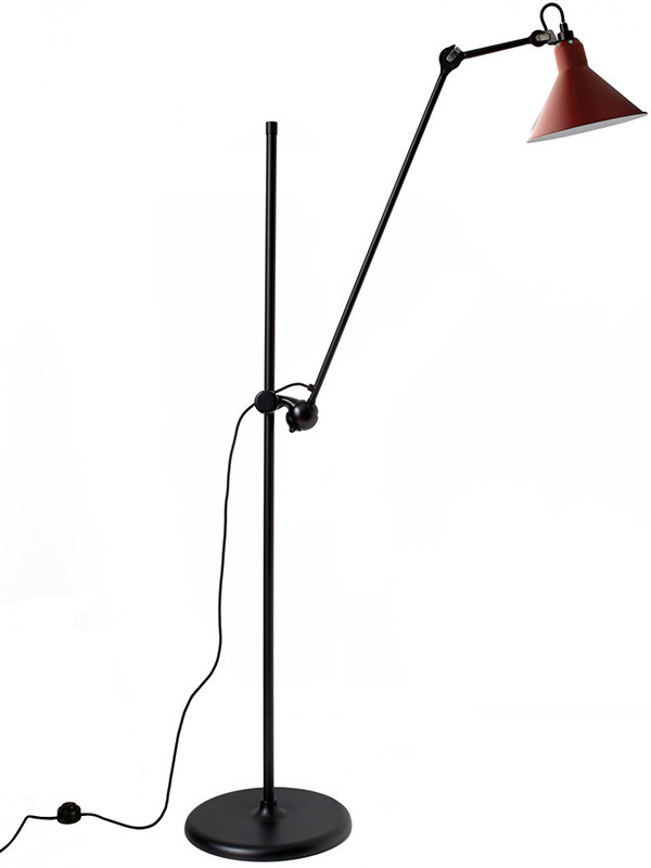 Billede af Nr. 215 gulvlampe fra Lampe Gras (Sort stel, Rød)
