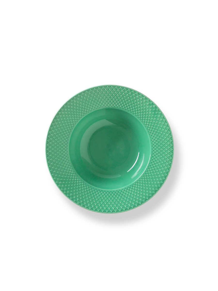 Rhombe dyb tallerken, grøn Ø24,5 cm fra Lyngby Porcelæn