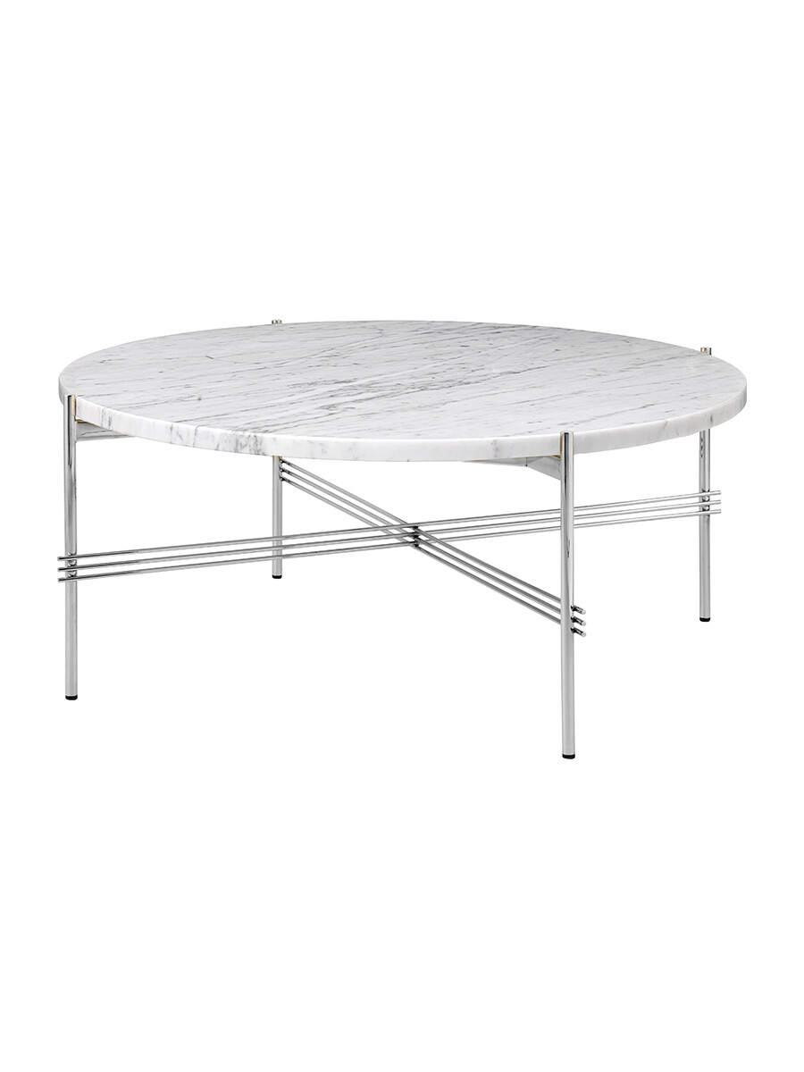 Gamfratesi TS Bord Ø80 fra GUBI (Hvid / Poleret stål)