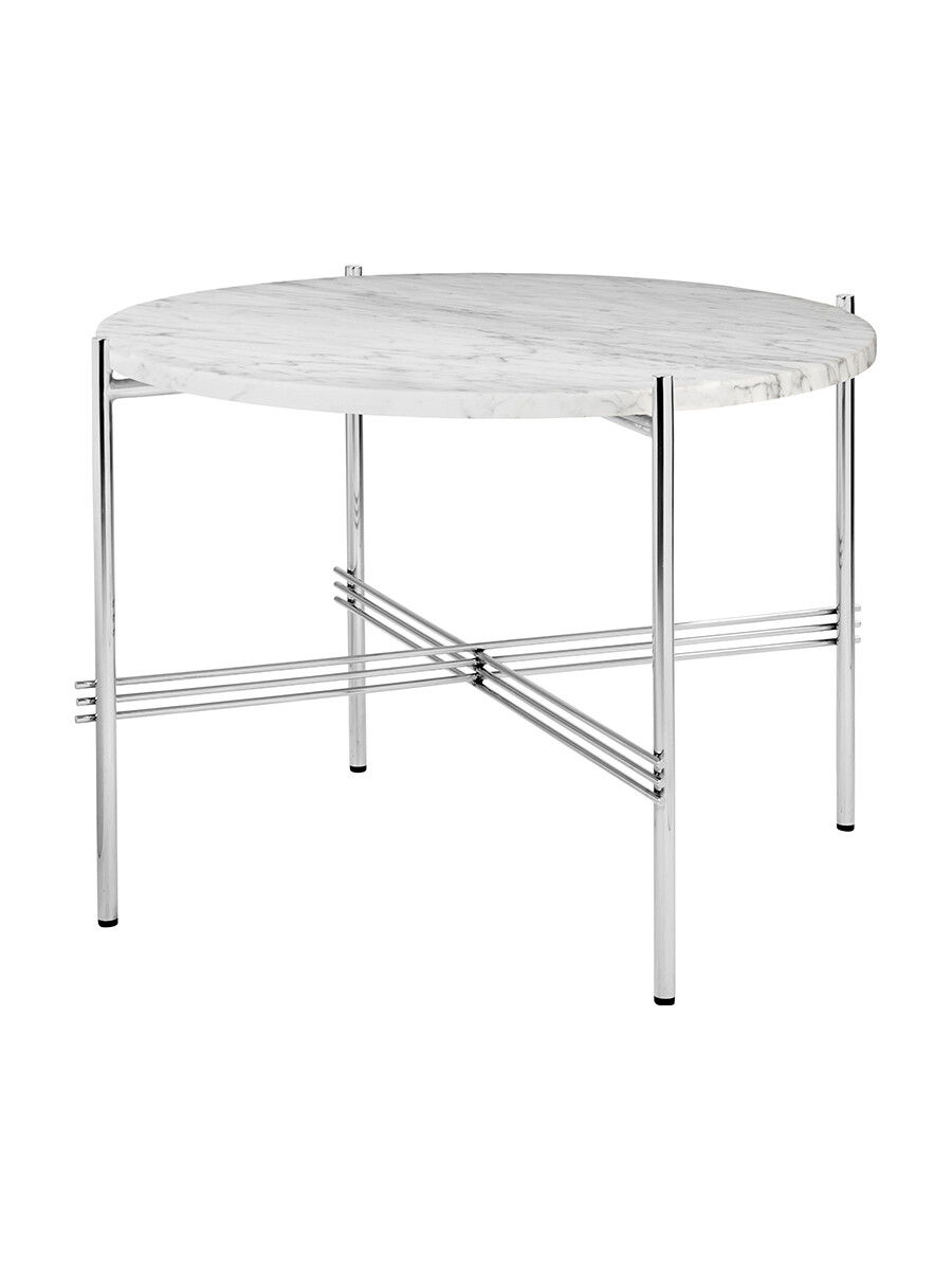 Gamfratesi TS Bord Ø55 fra GUBI (Hvid / Poleret stål)