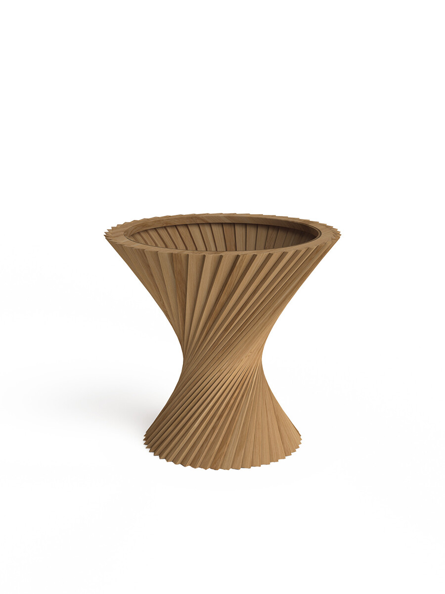 HYPERBEL Sidebord Ø 50 cm, klart glas fra VIA Copenhagen (Olieret eg)