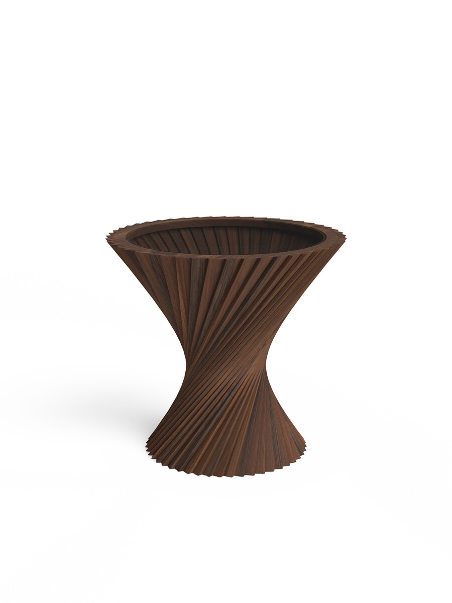 HYPERBEL Sidebord Ø 50 cm, bronzefarvet glas fra VIA Copenhagen (Røget eg)