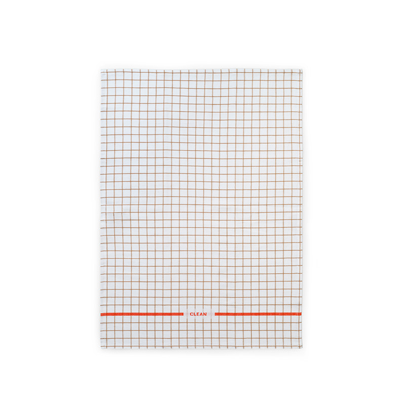 Normann Cph Normann Cph Ren Tea Towel Grid Sand/Spice Orange Nyheder Til Boligindretning