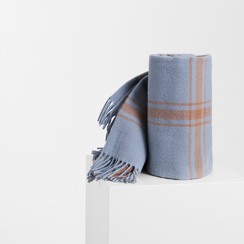 Normann Cph Papa Throw Blanket Check Soft Blue/Peach