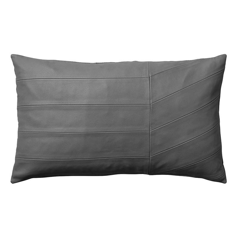 Aytm Coria Leather Cushion Dark Grey