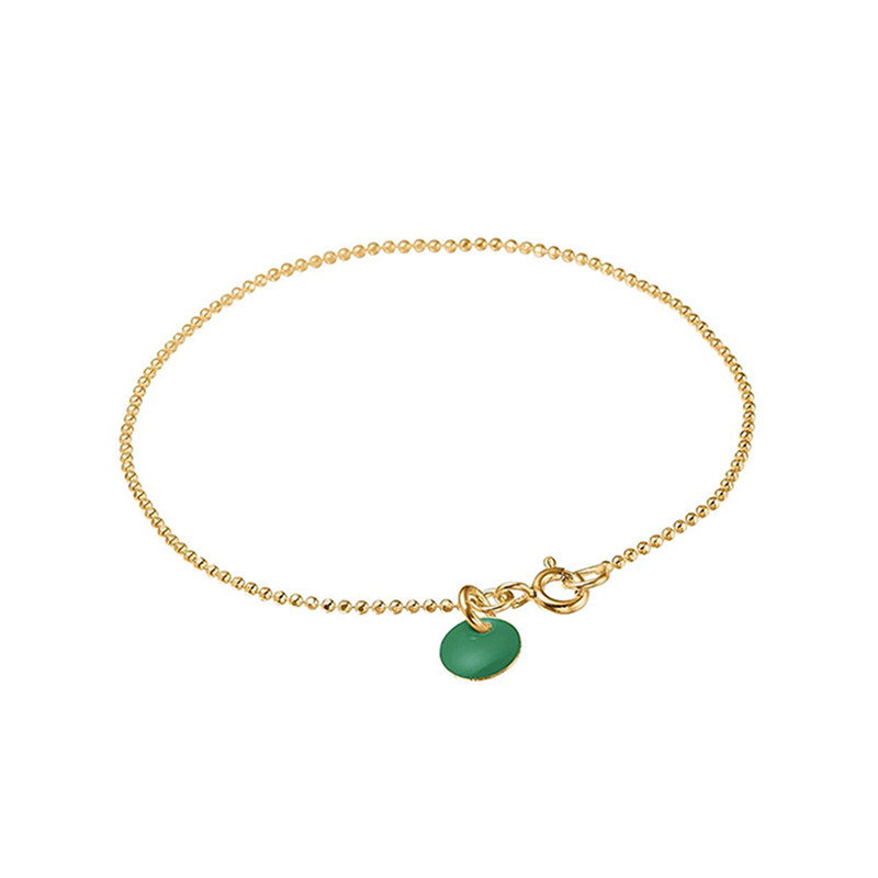 Enamel Copenhagen Ball Chain Bracelet Petrol Green Gold-Plated