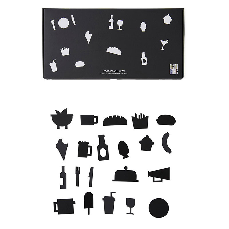 Design Letters Food Icons For Message Board Black