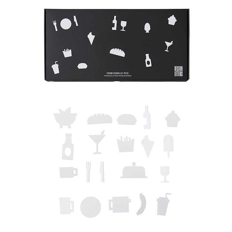 Design Letters Food Icons For Message Board White